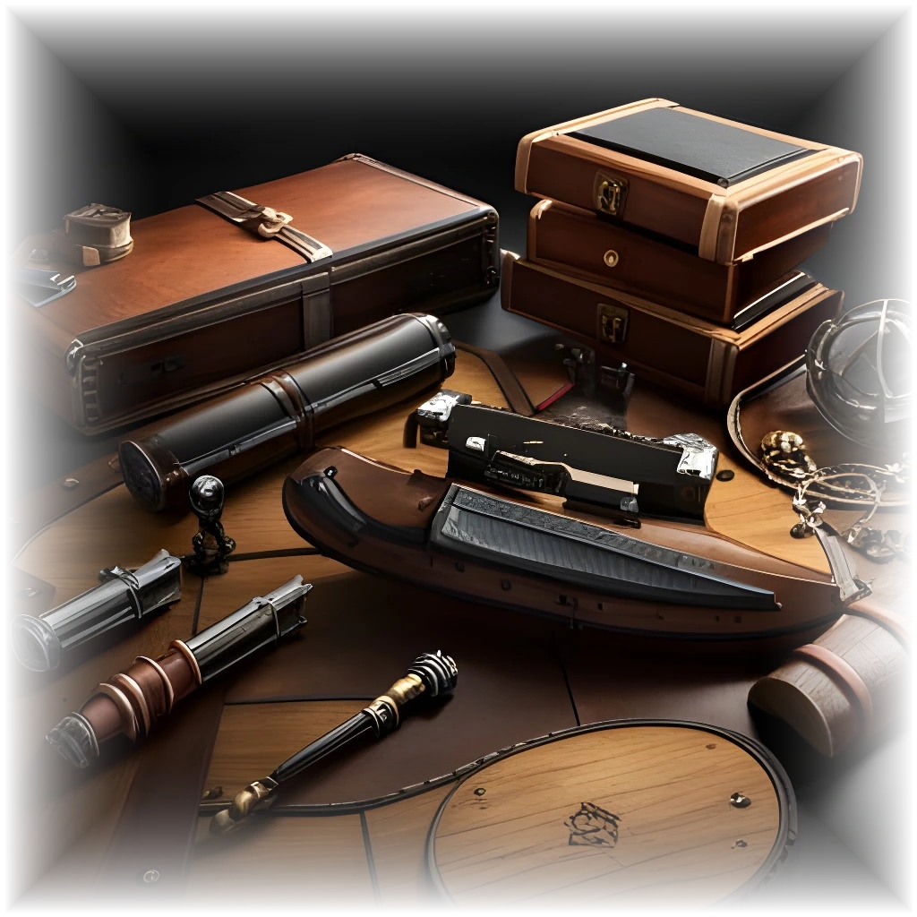 A collection of RPG items on a table